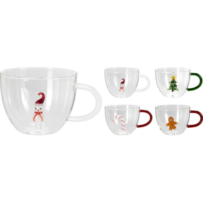 TAZZA VETRO NATALE 14X11CM 4AS